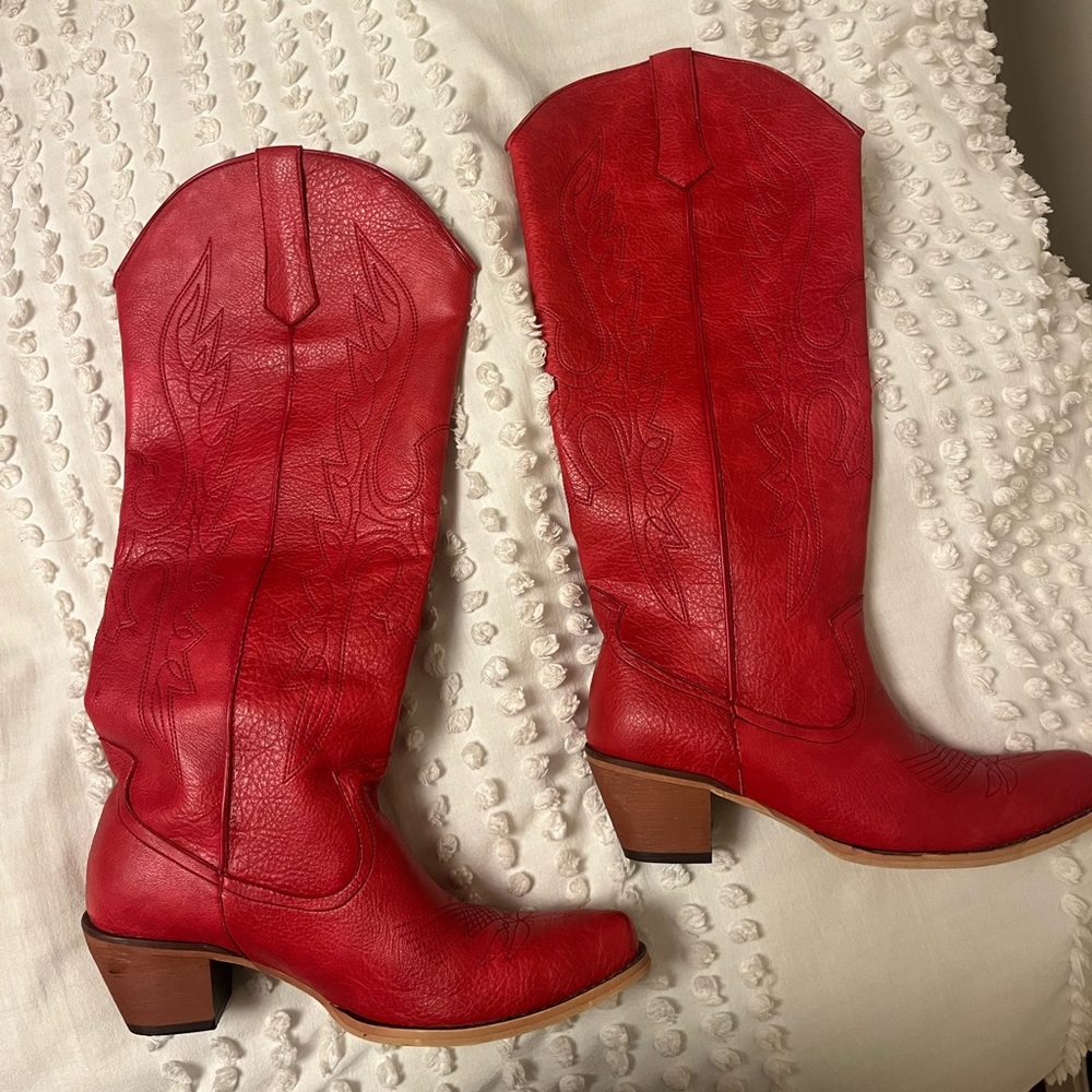 RED HIGH COWGIRL BOOTS